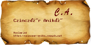 Czinczár Anikó névjegykártya